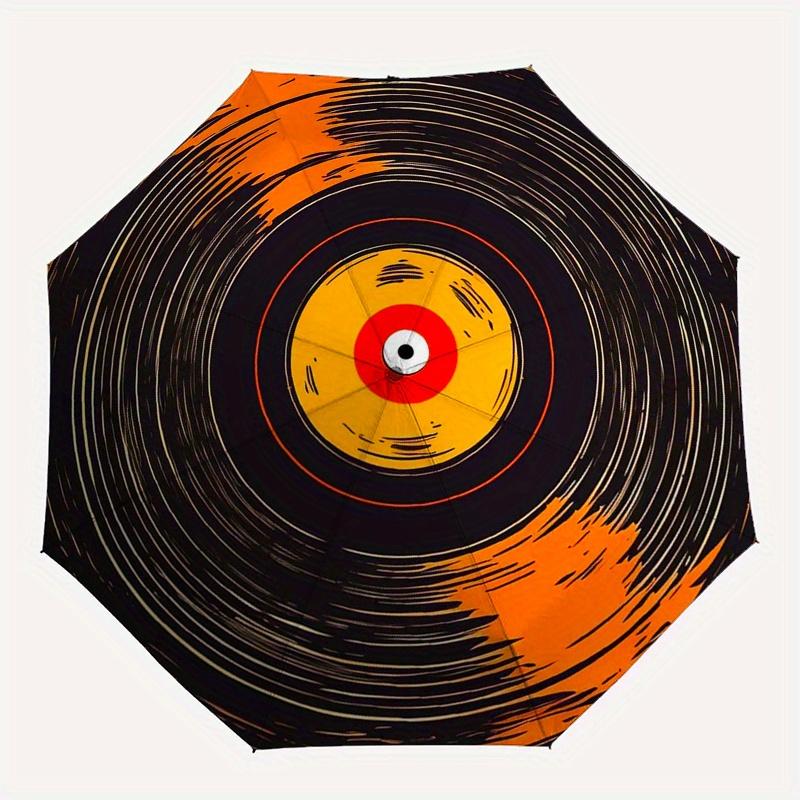 Vibrant Vinyl: Retro Record Art PrintUmbrella, Portable 3-Fold Umbrella for Men & Women,Christmas Gift ES123