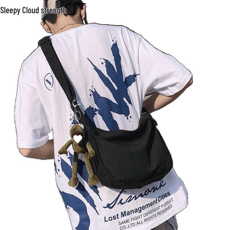 Unisex Trendy Canvas Crossbody Bag: Hip Hop, Japanese, Casual & Versatile Design for Students