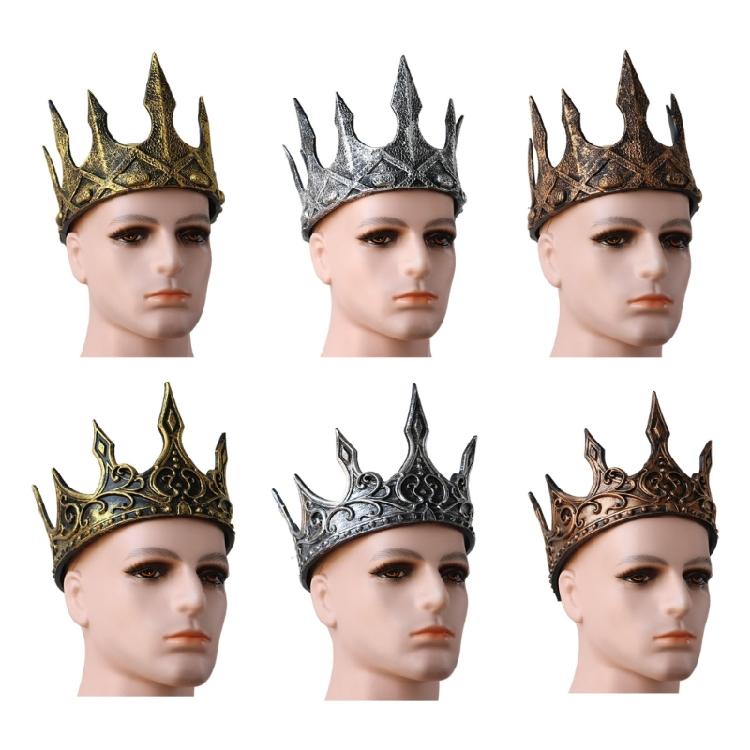 Royal Medieval King Crowns Adjustable Strap Crowns Tiaras Hairband Crownpiece For Special Occasion and Cultural Event