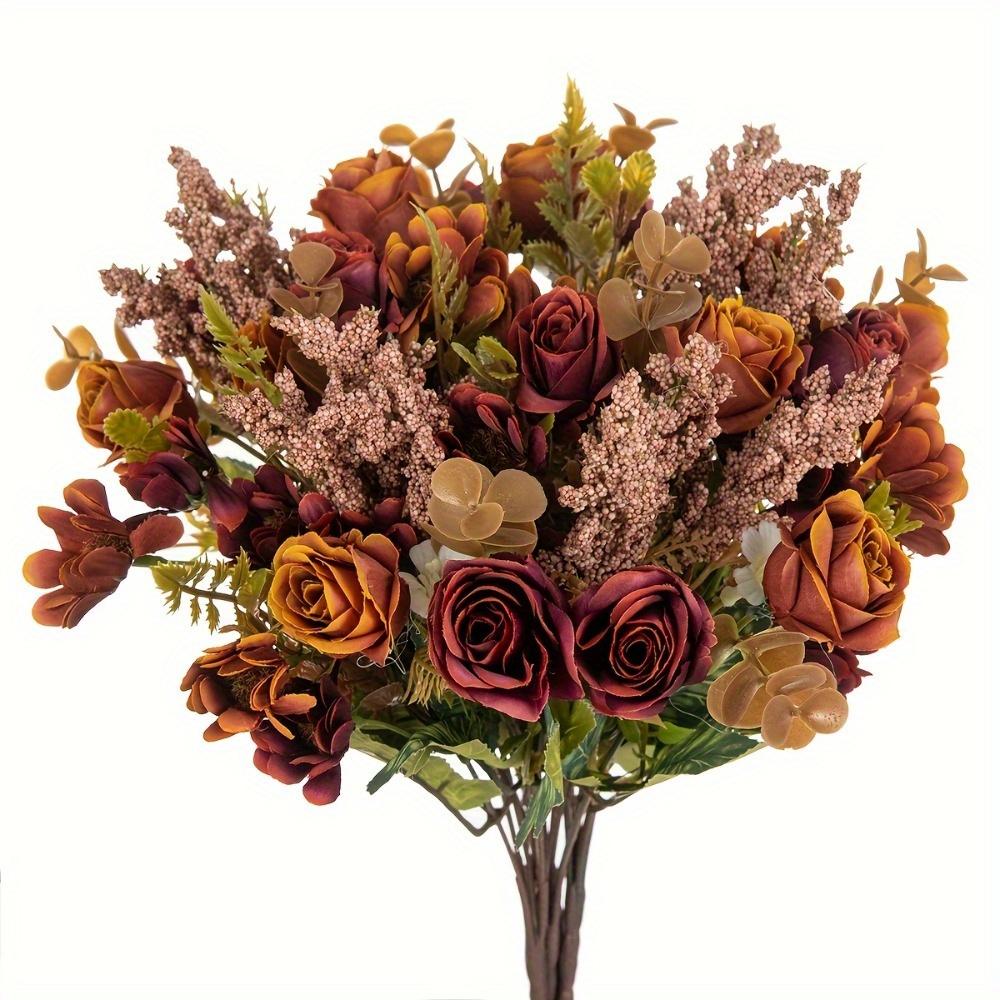 1pc Outdoor Simulation Orange Rose Daisy, Anti UV Real Touch, Suitable for Indoor Home and Outdoor Garden Window Decoration