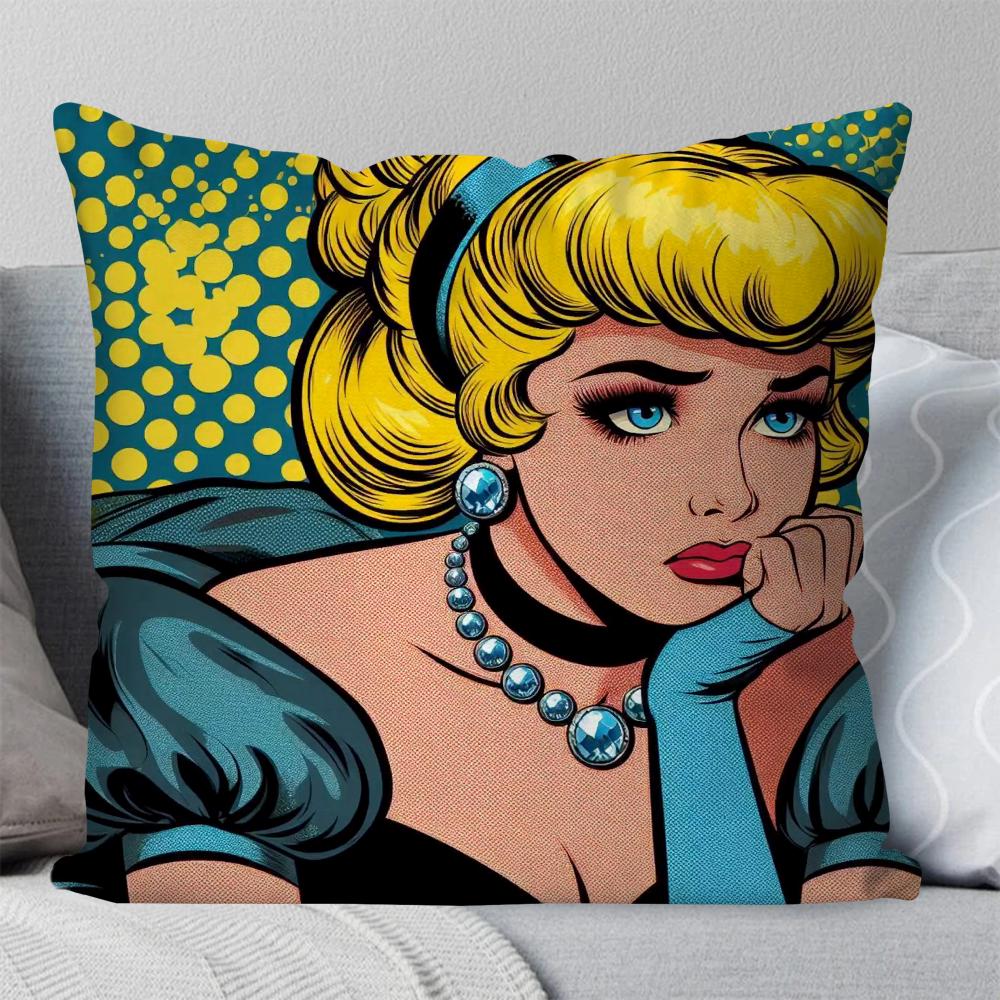 1pc Fashion POP Comic Portrait Pillow Case Square Pillow Bedroom Sofa LeisureComfortCushionCar Living Room Home Decoration 40X40