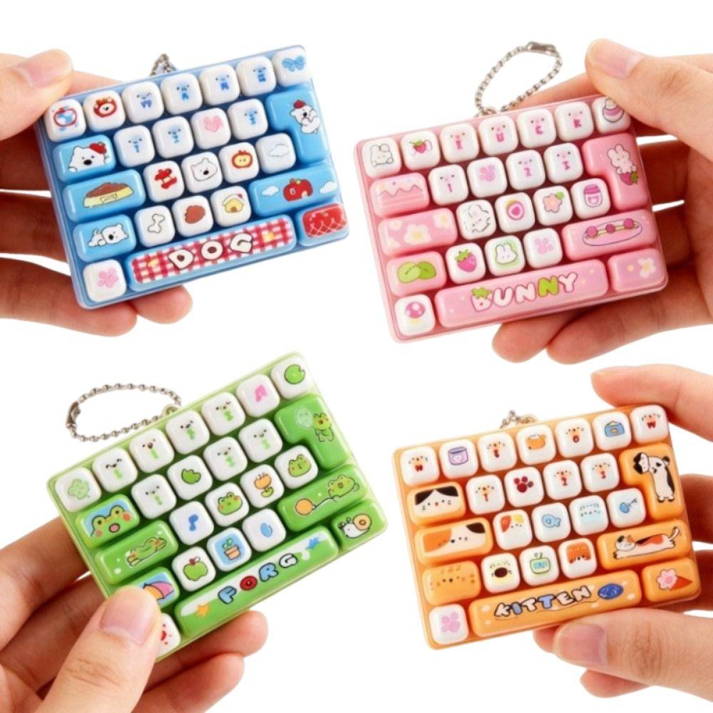 Mini Fingertip Button Keyring Animals Keyboard Clicker Keychain Travel Use