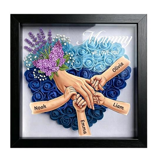 

Personalized Mommy I Love You Flower Shadow Box Custom Names Holding Hands Frame Gifts for Mom Grandma from Daughter or Son on Mother s Day S F чёрный