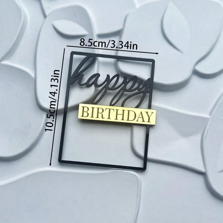 3pcs/1PC Happy Birthday Square Acrylic Cake Topper Gold Silver Rose Gold Birthday Party Cake Decoration Accessories