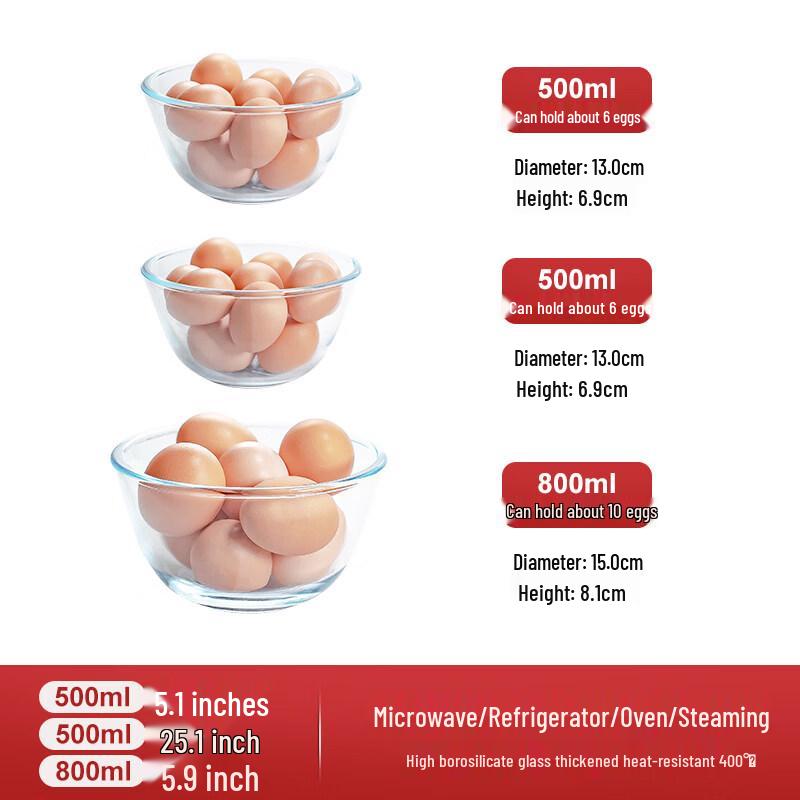 Microwave-Safe Glass Salad Bowl