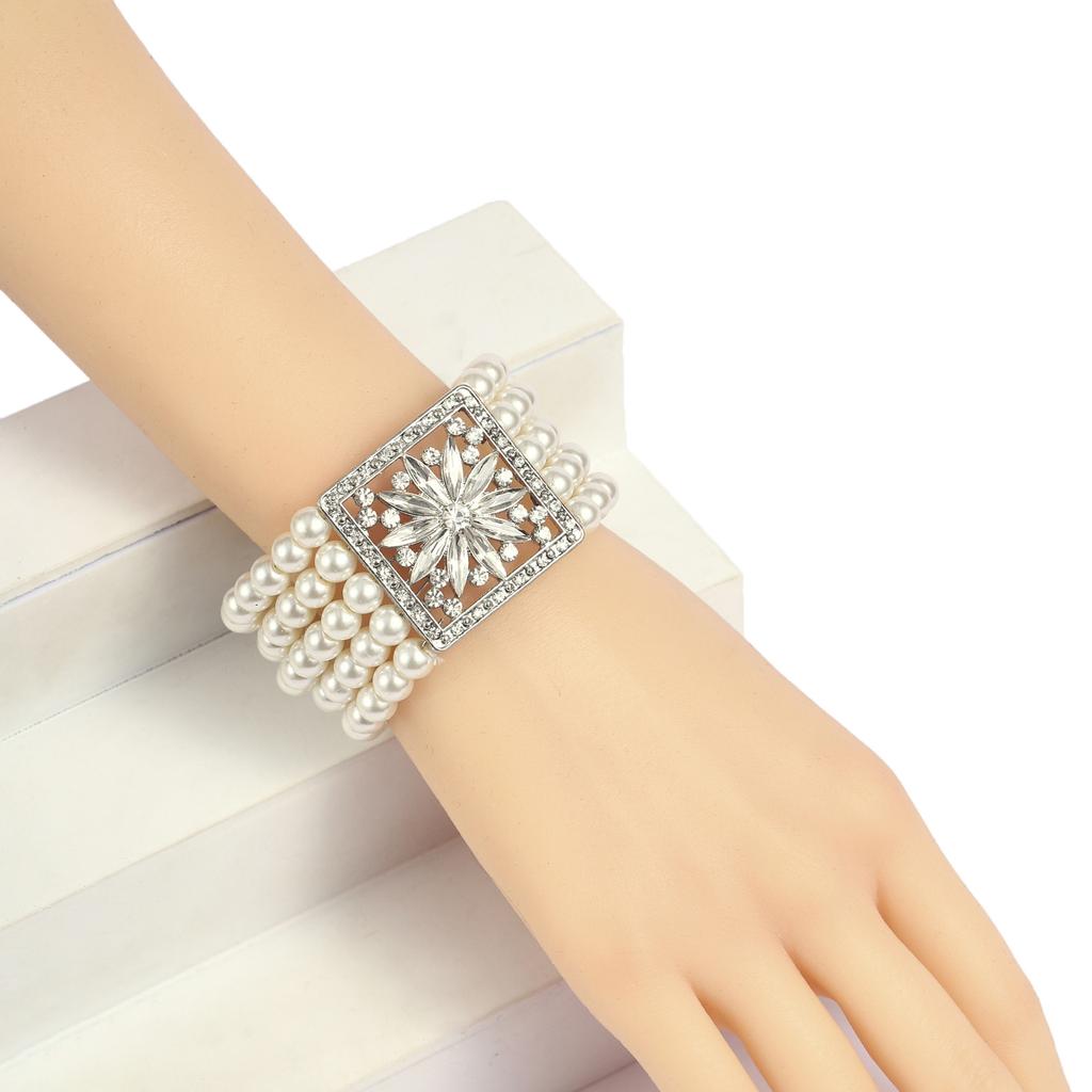Retro multi-layer pearl diamond bracelet pearl bracelet European and American temperament evening dress versatile bracelet