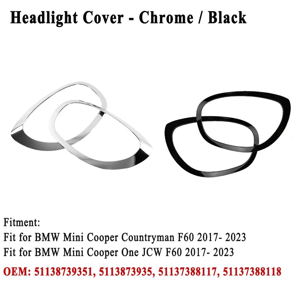 Headlight / Tail Lights Shell Cover Ring Decoration Trim Sticker for MINI Countryman Cooper F60 One JCW 2017-2023 / 2017-2019