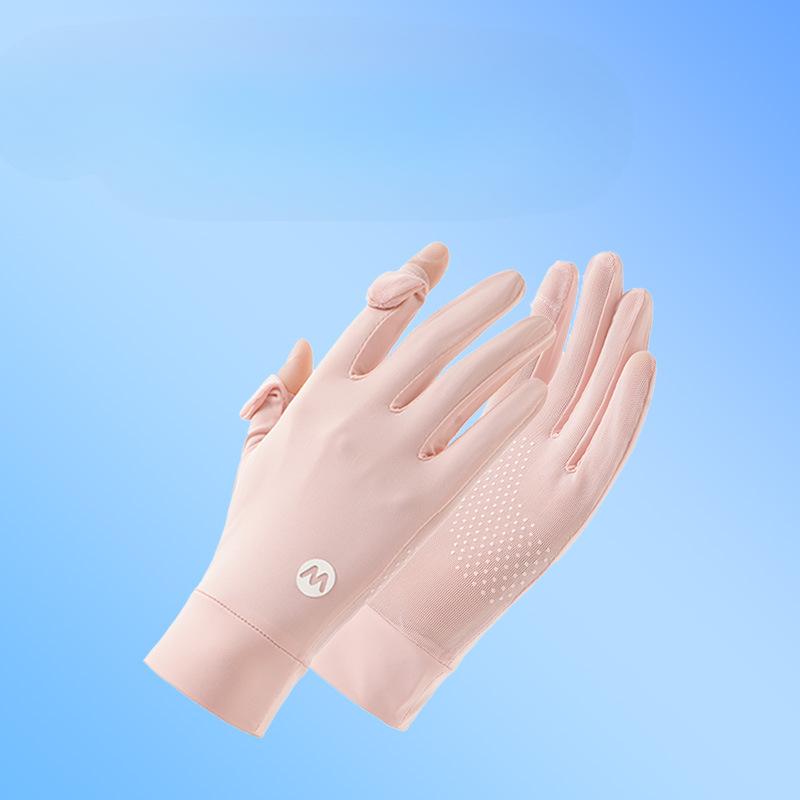 Sunscreen Gloves for Women In Summer UV Driver Ice Silk Touch Screen Outdoor Anti Slip Bicycle Driving and Riding Thin Model