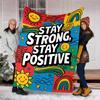 1pc Stay Strong Positive Poster Outdoor Flannel Blanket Soft All Season Polyester Throw , Perfect for Picnics & Travel , Picnic Accessory