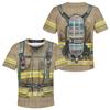 Fashion Firefighter Cosplay T-shirts Summer Trend Short Sleeve Round Neck 3D Printed Men's T-shirts Casual Funny Streetwear
