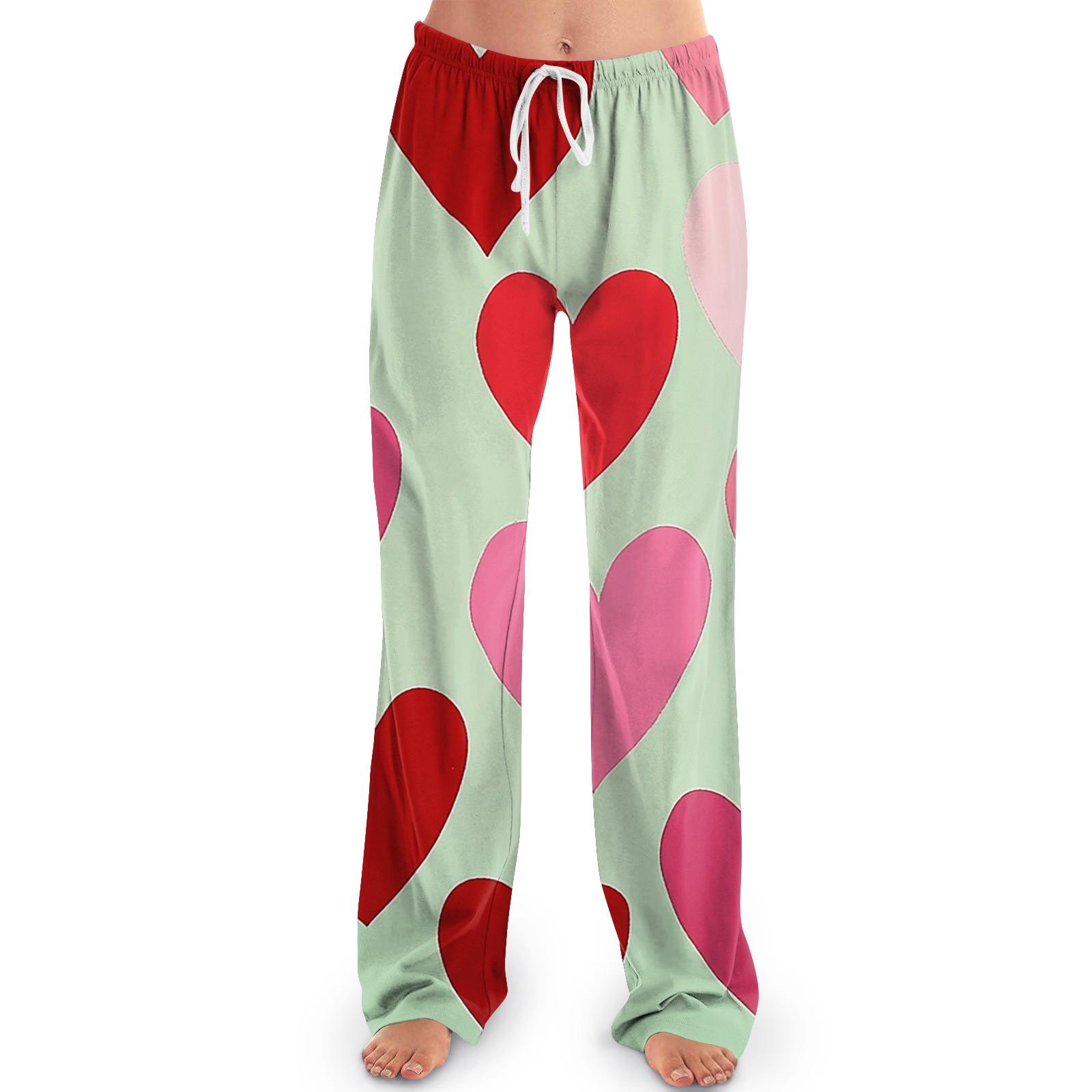 

Жіночі піжамні штани, одяг для сну, повсякденні штани на шнурках, еластичні пояси, зручні прямі вільні штани для йоги M червоний