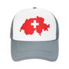 Cappellini da Baseball a Rete con Mappa e Bandiera Svizzera Svizzera Unisex Donna Sportivi Cappelli Parasole Regolabili Estivi Cappellino Trucker