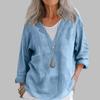 Mote Dame Casual Bomull Lin V-hals Langermet Genser Topp
