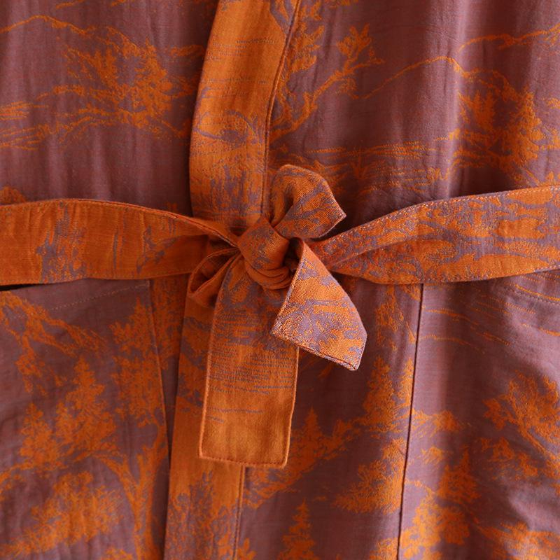 Accappatoio stile Kimono in Cotone per Coppia e Pigiama a Doppio Strato in Garza da Donna