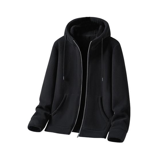 Muži Podzim Zimní Kabát Kapuce na zip Zapínání Dlouhé rukávy Stahovací šňůrka Volné Silný Teplý Jednobarevný Cardigan Mikina na denní nošení Bunda s kapucí