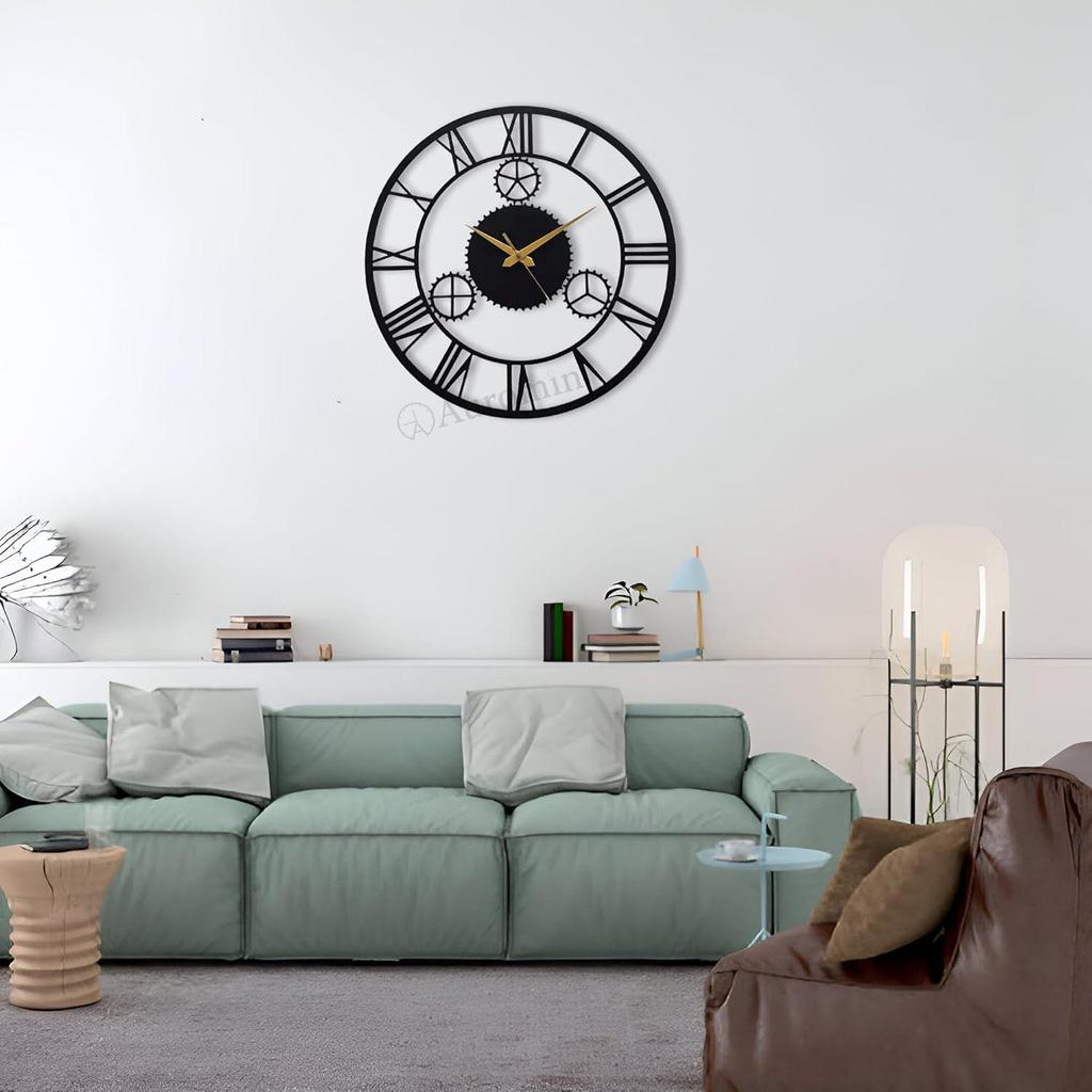 Väggklocka för Vardagsrum, Sovrum, Kontor, Kök, Hem och Hall, Snygg Unik Stor Modern Väggklocka för Heminredning(40 cm, Mattsvart)