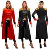 Women Renaissance Gothic Magician Costume Ringmaster Circus Tailcoat Double-Breasted Velvet Jacket Coat Halloween Festival Cosplay Outerwear