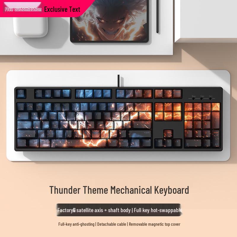Makima Esports Mechanical Keyboard - Wired, Silent Blue Switch, 104-Key, Stylish Design for Office and Gaming.