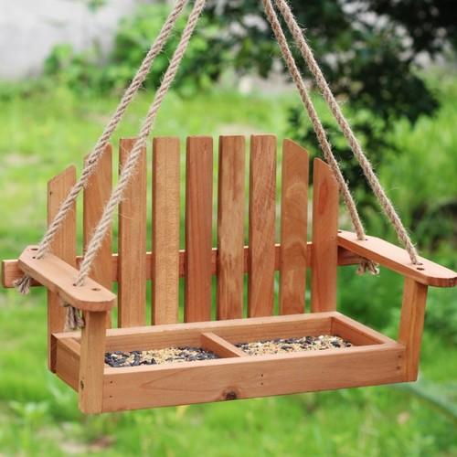 Creative Bird Feeder White Wooden Chair Garden Patio Outdoor Decoration Bird Supplies Feed Container Bird Feeding Supplies