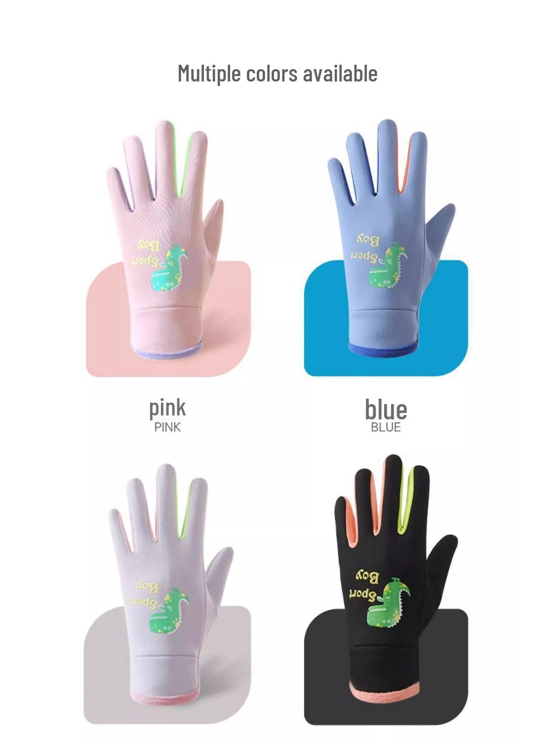 

Children s Winter Gloves - Snowman Design, Warm Fleece-Lined, Cold-Proof Velvet Gloves