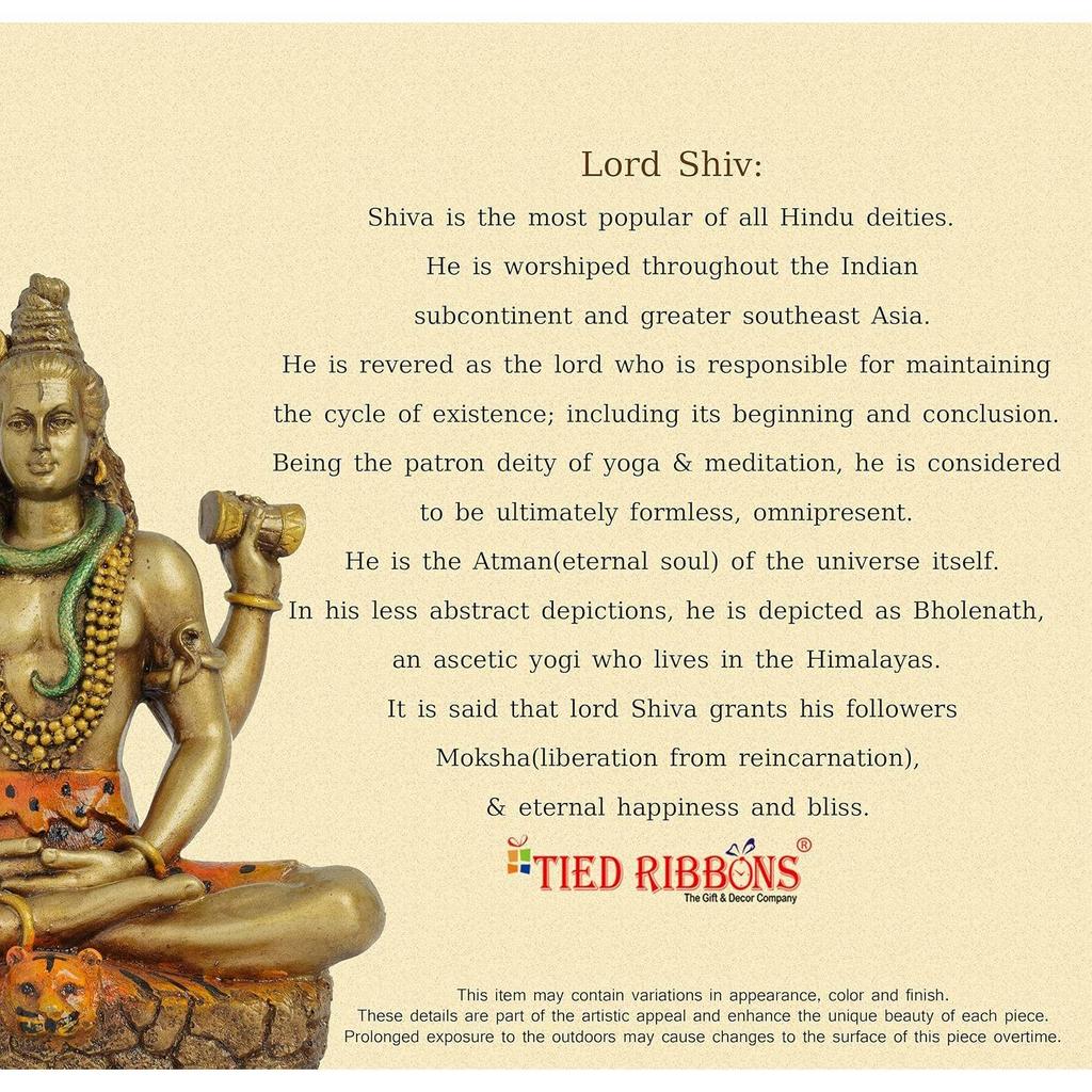 Resin Lord Shiva Staty Välsignelse Idol Skulptur Murti Utställningsföremål (20 cm x 17 cm) - Dekorationsföremål för heminredning vardagsrum