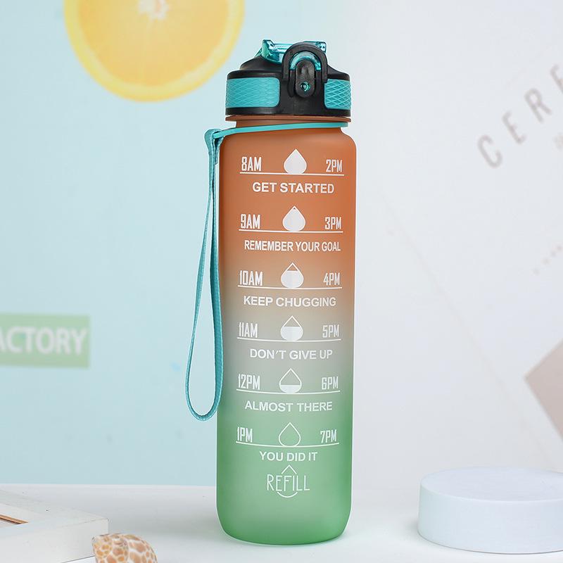 Gradient Plastic Sports Water Bottle with Bounce Lid - Large Capacity for Students & Outdoor Fitness