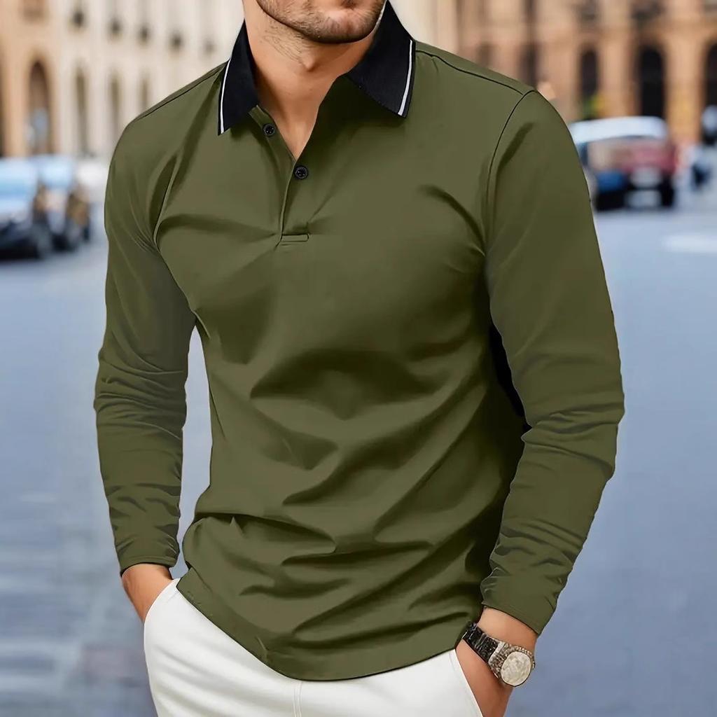 Long Sleeve Polo Shirt, Slim Fit Casual Top, Versatile Daily Essential