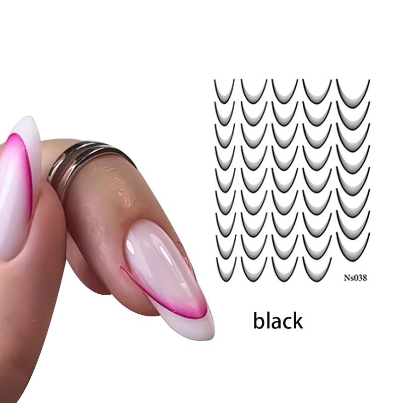 French Gradient Nail Art Stickers Multi-colors Self-Adhesive Decals Design Nail Tips Guides DIY Nail Decoration Stencil Tools
