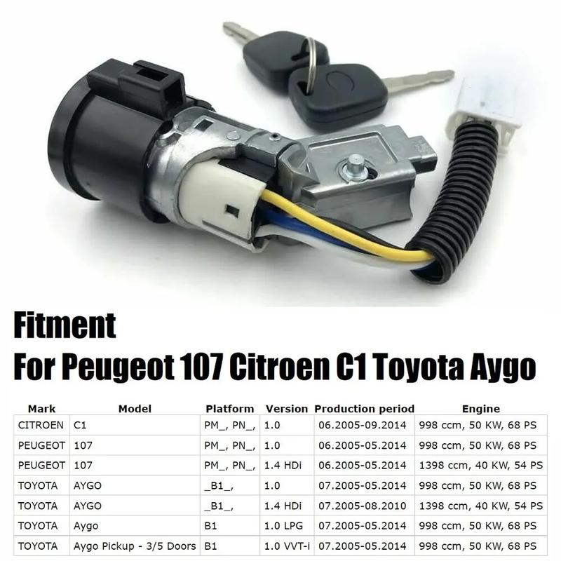 1Set Ignition Barrel Lock For Peugeot 107 Citroen C1 Toyota Aygo Car Engine Ignition Exhaust Parts N0501412 N0502200 Uk
