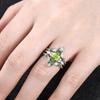 Luxury New European Beautiful Women's Three-piece Ring Inlaid with Olive Green Zircon Ring Wedding Engagement Jewelry