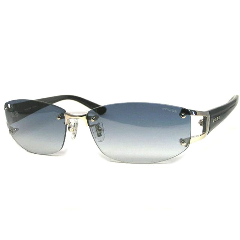 

[]Police sunglasses men s POLICE SPLC60J 579L 59 With case UV cut no rim two point japan model 2021 model oval titanium combination frame Shiny
