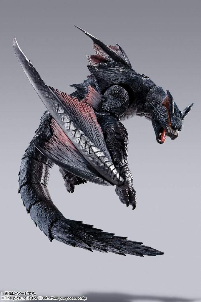 TAMASHII NATIONS MonsterArts Monster Hunter Iceborne Approximately 300mm ABS PVC Painted Action Figure S.H. World Nargacuga, &