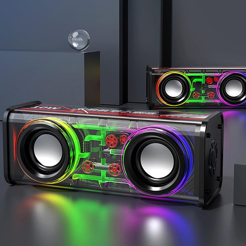VAORLO 10W Transparentní Mecha bezdrátový Bluetooth reproduktor Zvuk Světlo Rytmus Subwoofer TWS Stereo Cyberpunk Music Center Volání handsfree