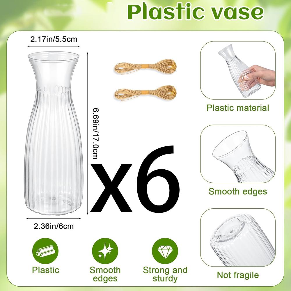 Plastic Bud Vases Bulk Small Plastic Vases, Clear Container for Flowers Height Shatterproof Bud Vase, Mini Vintage Floral Vase