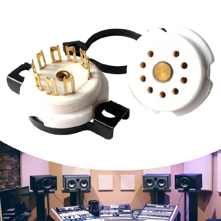 Panel Mount Tube Socket 9 Pin Ceramic Electronic Base for Auditory Gear Repair and DIY Amplifiers Build Project Work