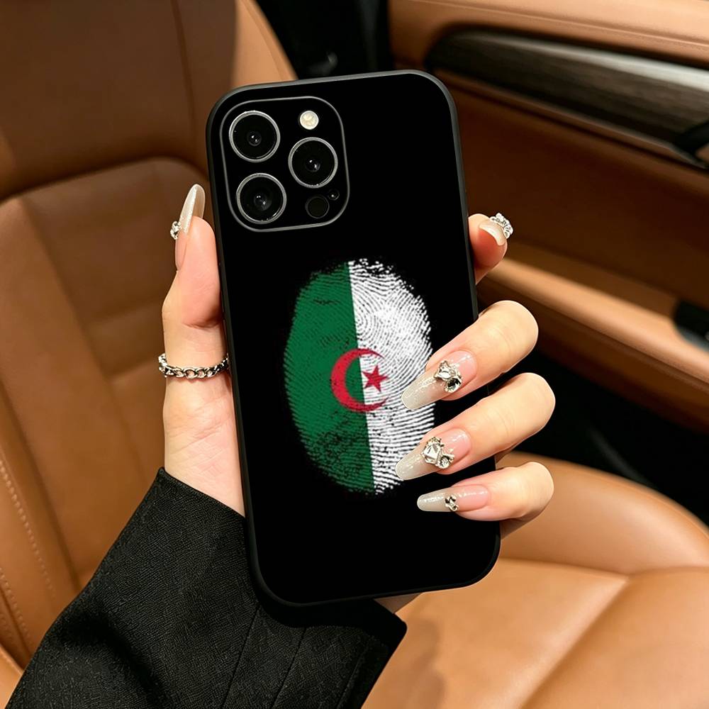 Flag of Algeria Phone Case For iPhone 17,16,15,14,13,12,11 Pro Max,16Plus,XS Soft Black Cover iPhone16pro