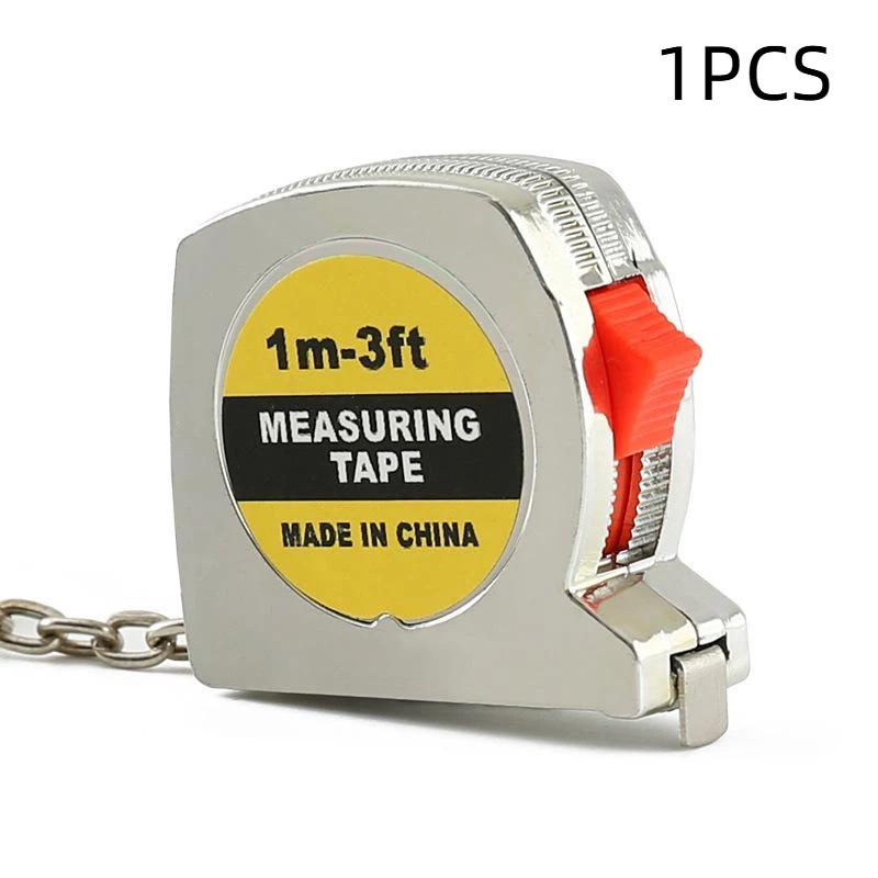 Mini 1 Meter Keychain Tape Measure Electroplated Portable Inch & Metric Dual Scale Small Pocket Steel Measuring Tool