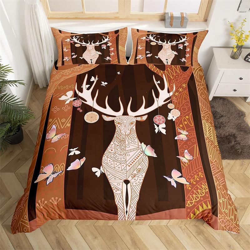 Deer Animal Duvet Cover Collection Twin Queen Size Butterfly Flowers Bedding Collection Microfiber Moon Galaxy Comforter Cover For Girls Teens