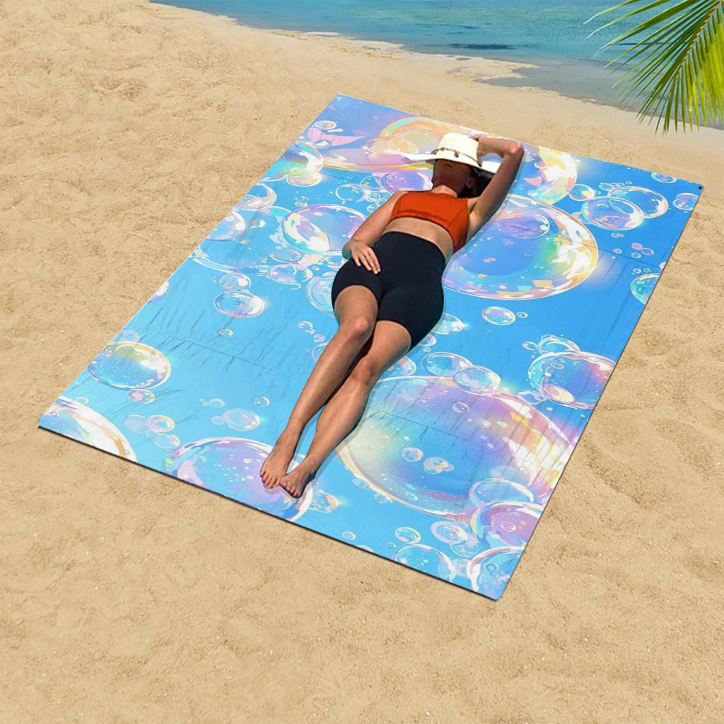 1Pc Summer Fresh Sky Blue Foamy Print Beach Towel Soft Absorbent Quick Dry Beach Holiday Bath Towel Wrap Scarf