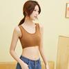 Pure Cotton Fixed Bra U-shaped One-piece Beautiful Back Sports Bra Underwear Small Chest Gathering Without Steel Ring Student Vest