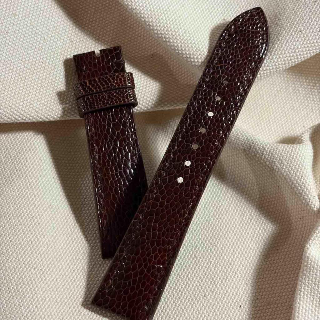 Used Ost-500 Ostrich Leather Watch Strap Brown (lug Width 21mm - Buckle Width 18mm)