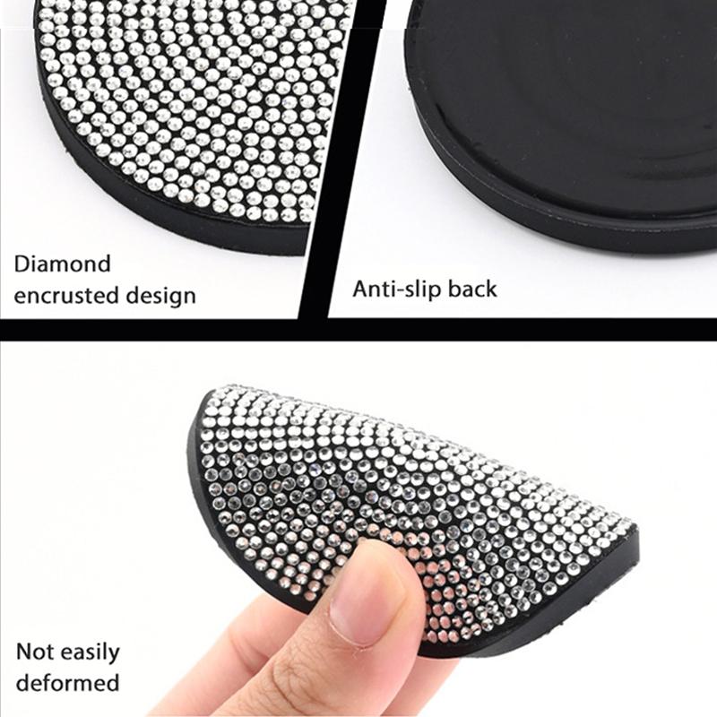 Multifunctional Car Diamond Coaster Water Cup Slot Non-Slip Mat Silica Pad Cup Holder Mat Auto Interior Decoration Accessories