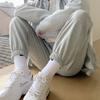 Women's Elastic Waist Jogger Pants Loose Fit Sweatpants Thin Polyester Solid Color Vintage Casual Ankle Length Athletic Trousers