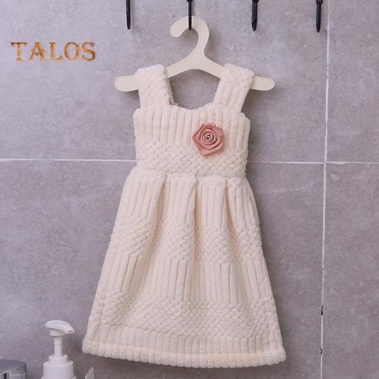 Hand Towel Princess Dress Shape Wipe Towel Soft Coral Fleece Hanging Towel for Home Kitchen Bathroom