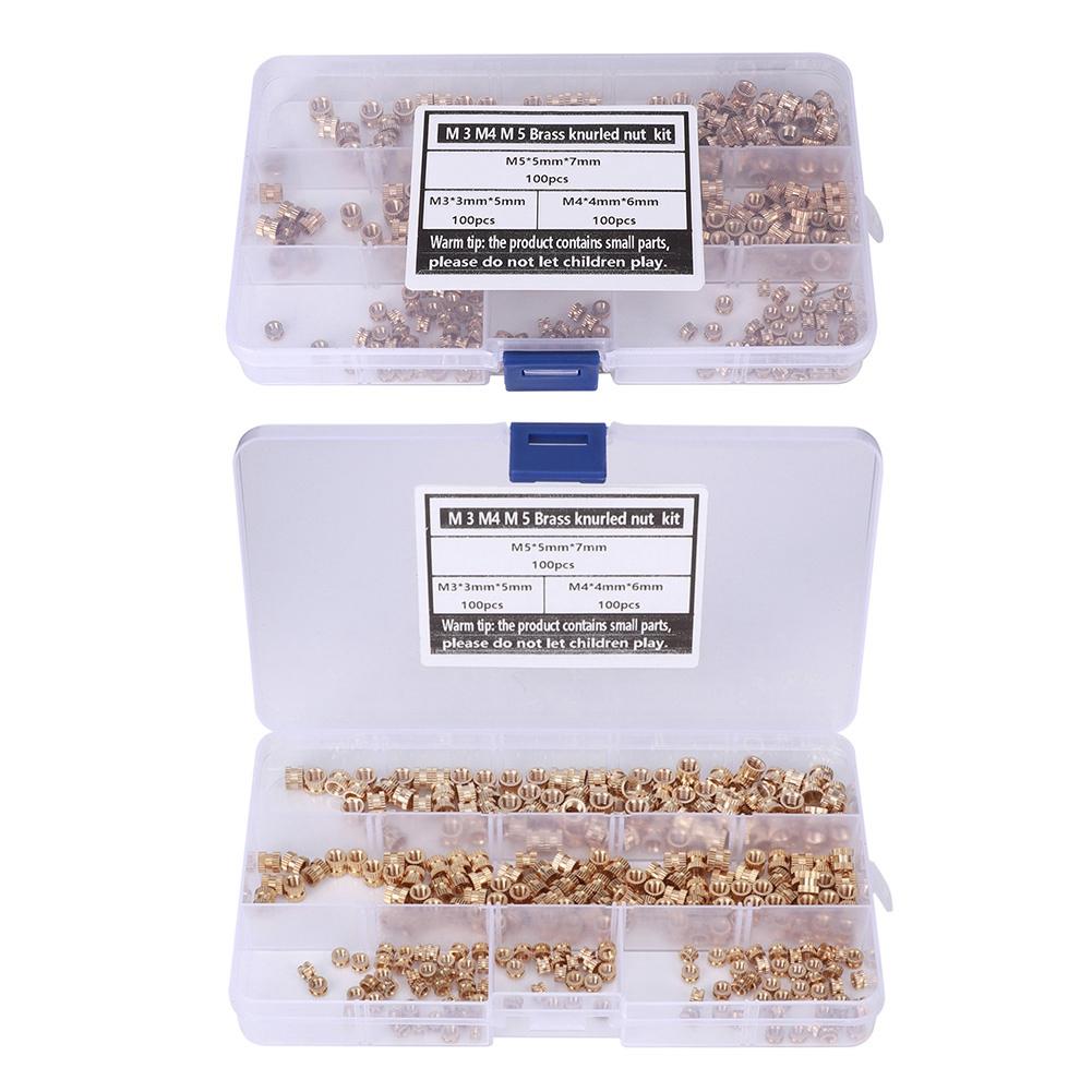 

Набор латунных вставных гаек 300 шт. M3 M4 M5 Накатанные гайки горячего расплава Антикоррозийные Антикоррозийные