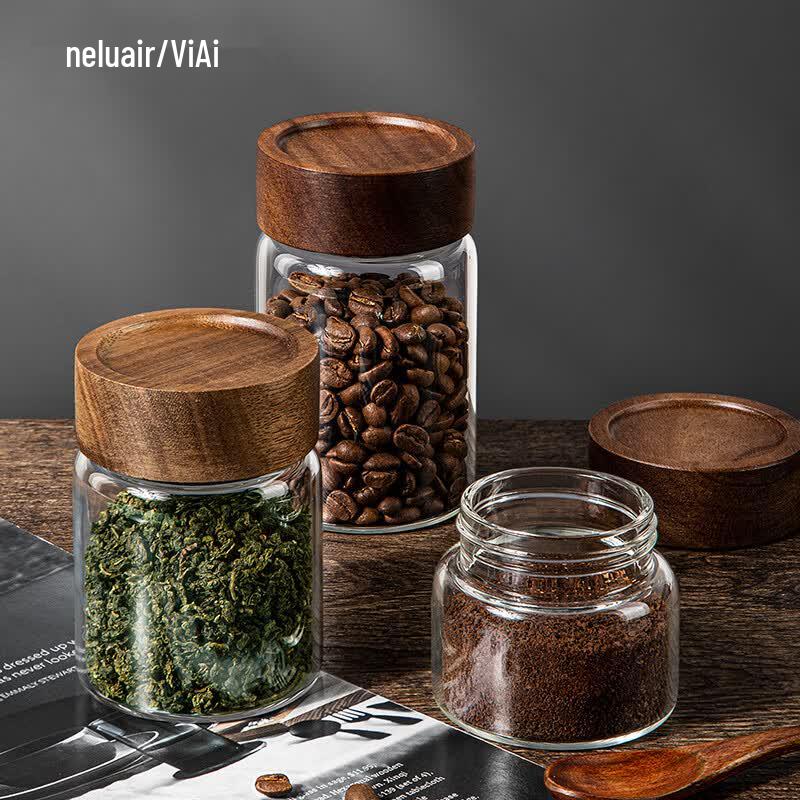 Newair Glass Coffee & Tea Storage Jar with Acacia Wood Lid