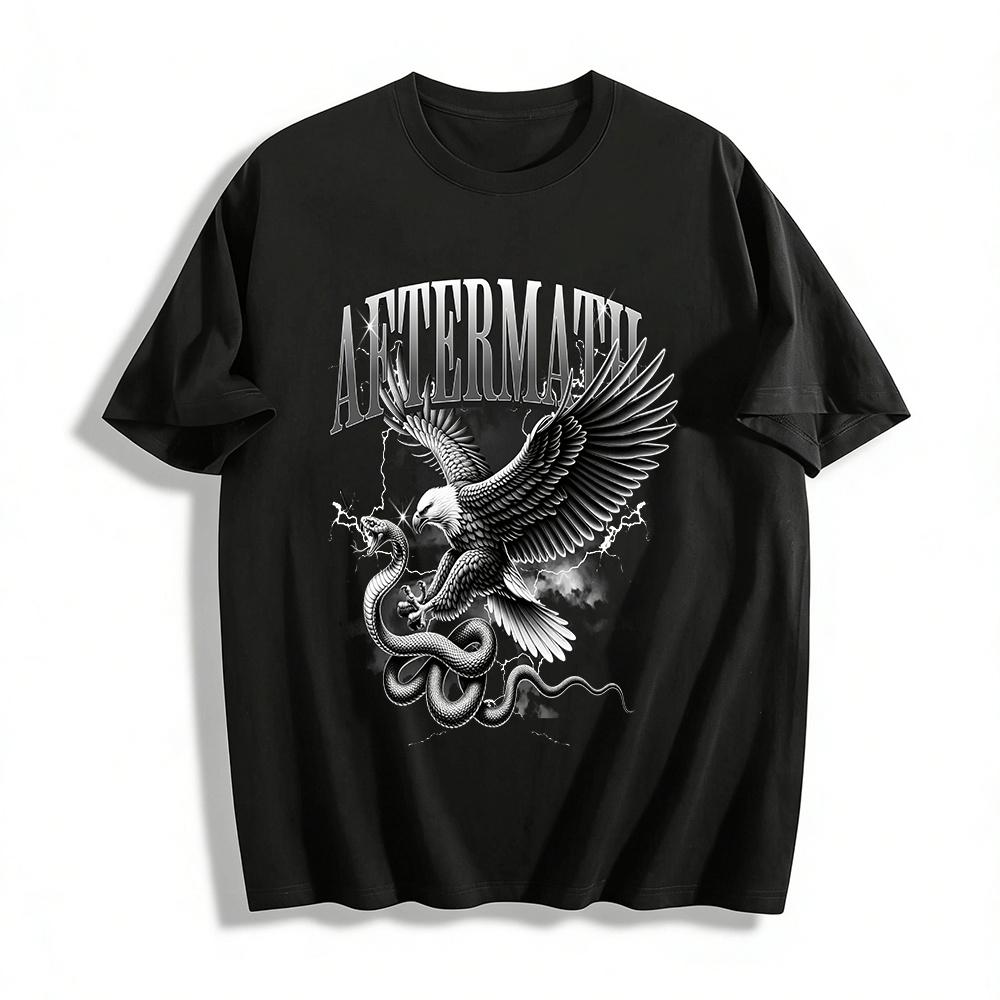 

Aftermath Eagle vs Snake Graphic Tee Retro Biker Style Cotton Top Pure cotton T-shirt XXS