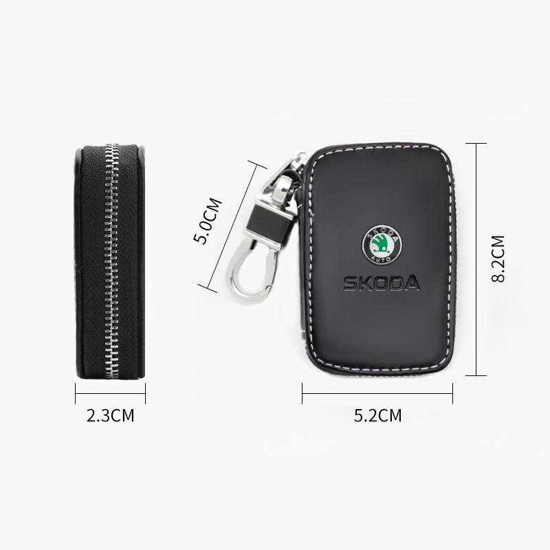 ypdvi1 For Skoda Models Genuine Leather Car Key Cover - Key Case, Wallet, Keychain Bag - Accessories (Octavia Kodiaq Kamiq Karoq)