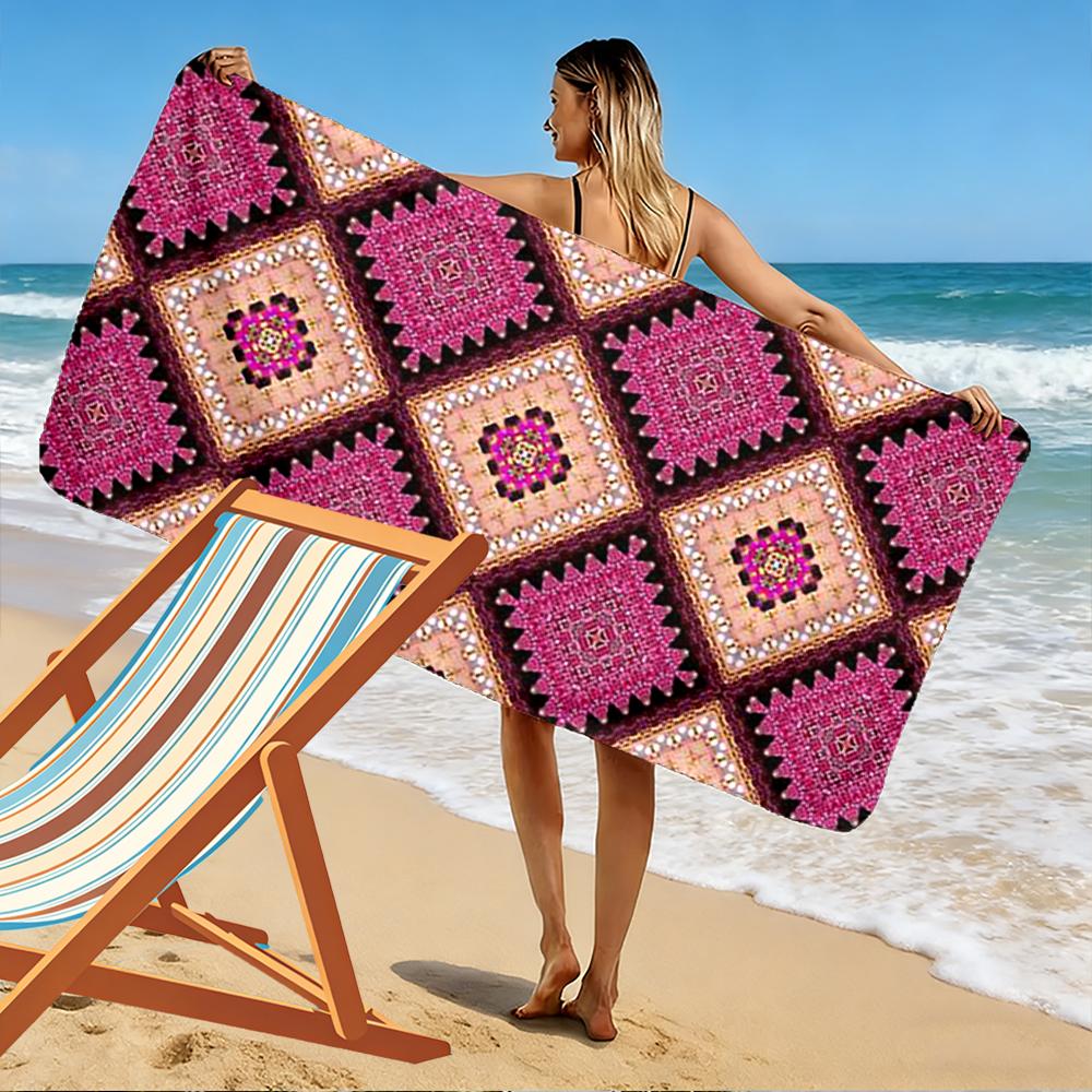 Geometric Pink Pattern Beach Towel Beach towel quick-drying for travel outdoor sports jogging beach and swimming