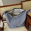Drawstring Canvas Crossbody Bag Y2k Underarm Bag Fashion Plaid Shoulder Bag  Women